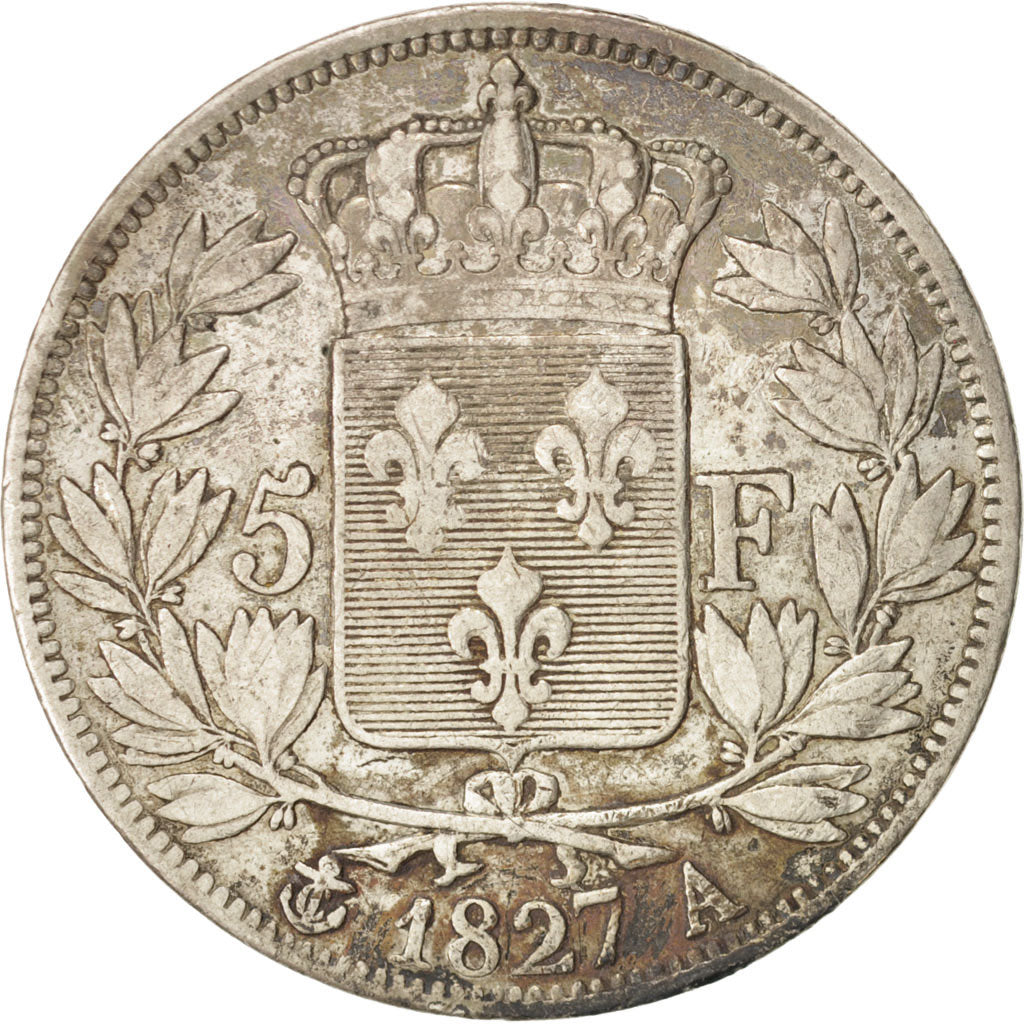 France, Charles X, 5 Francs, 1827, Paris, Silver, KM:728.1