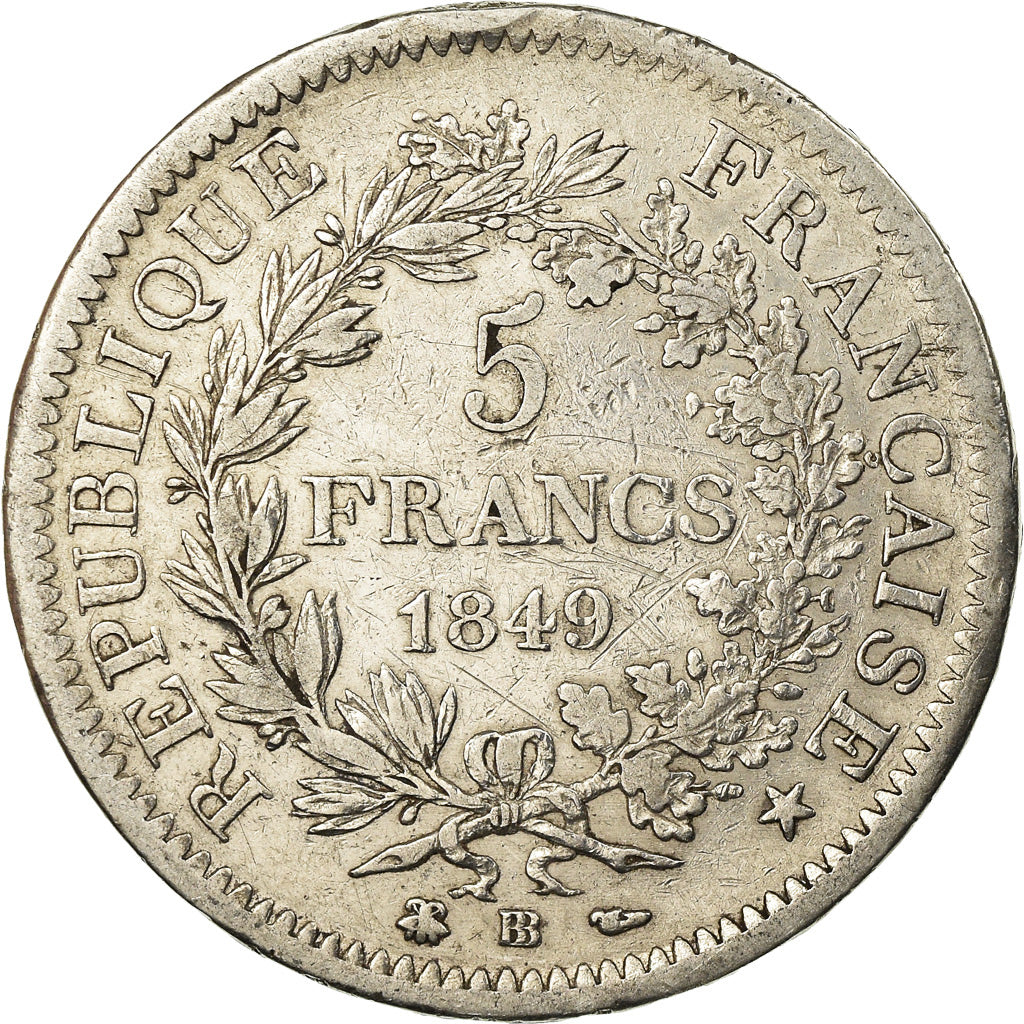 Monnaie, France, Hercule, 5 Francs, 1849, Strasbourg, TTB, Argent, Gadoury:683