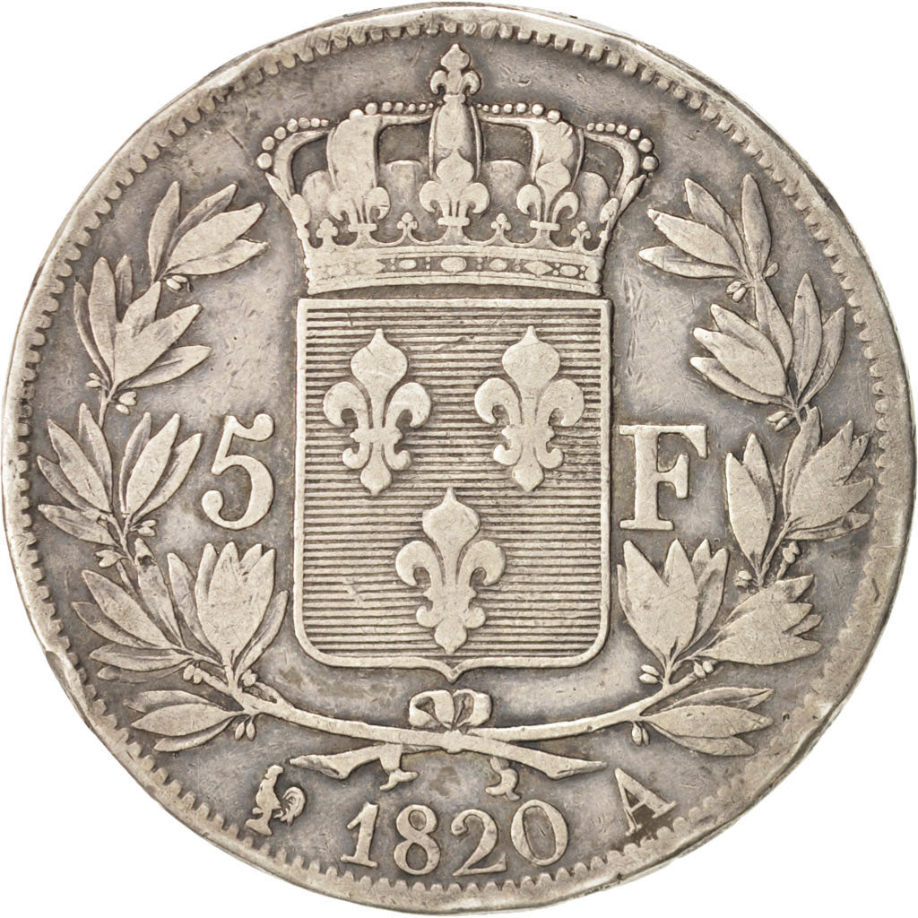 France, Louis XVIII, 5 Francs, 1820, Paris, Argent, KM:711.1