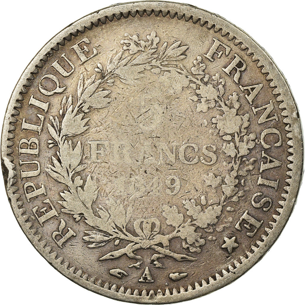 Coin, France, Hercule, 5 Francs, 1849, Paris, VF(20-25), Silver, KM:756.1