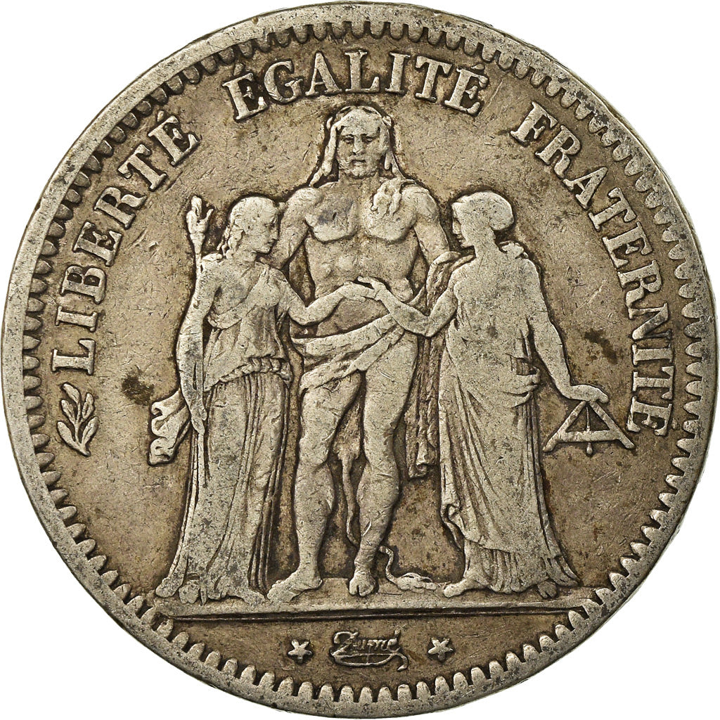 Moneta, Francia, Hercule, 5 Francs, 1849, Paris, MB+, Argento, KM:756.1