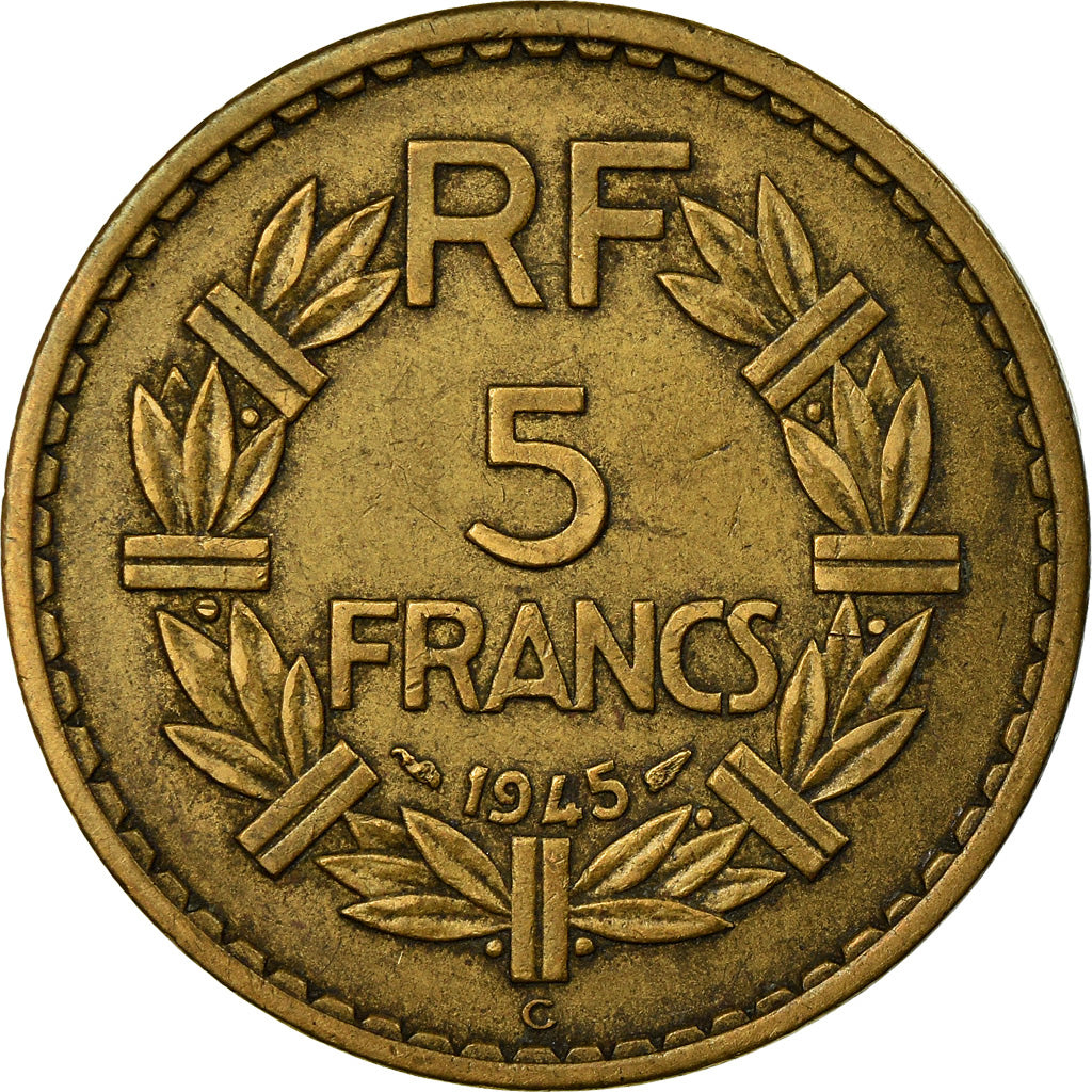 Coin, France, Lavrillier, 5 Francs, 1945, Castelsarrasin, EF(40-45)