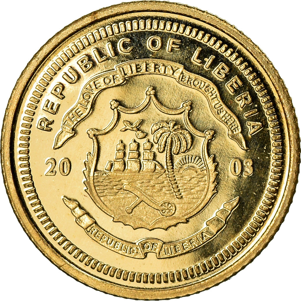 Monnaie, Liberia, Jean-Paul II, 10 Dollars, 2003, FDC, Or