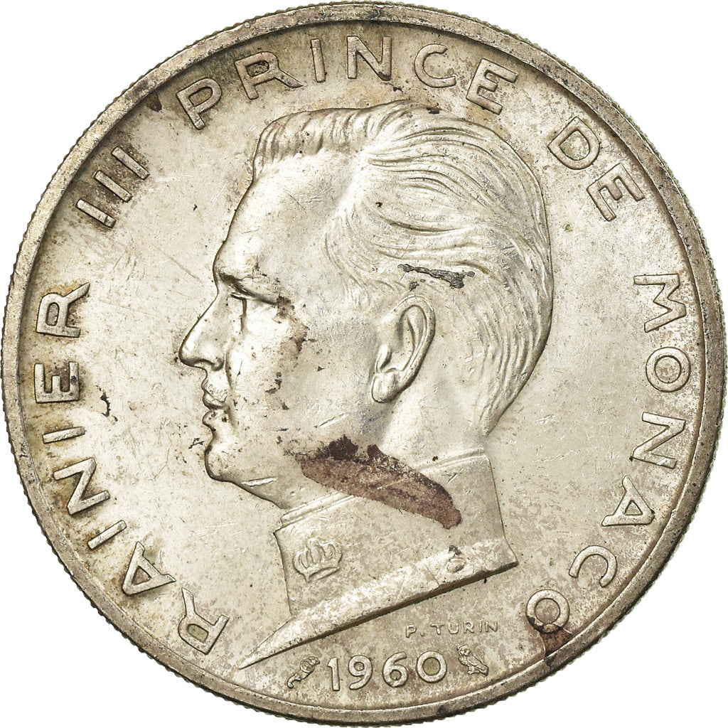 Monnaie, Monaco, Rainier III, 5 Francs, 1960, TTB, Argent, Gadoury:MC 152