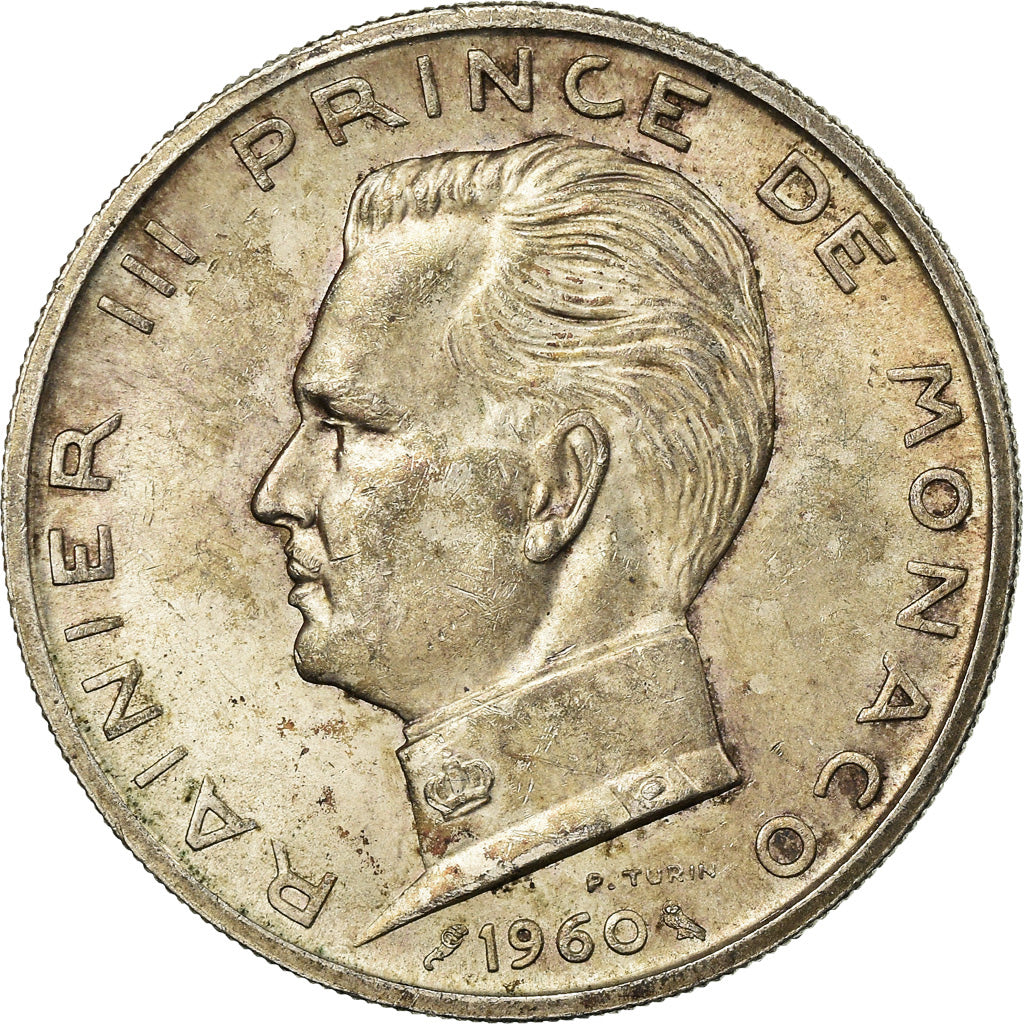 Monnaie, Monaco, Rainier III, 5 Francs, 1960, TTB, Argent, Gadoury:MC 152