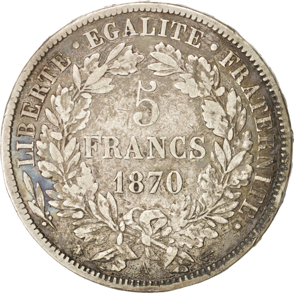 France, Cérès, 5 Francs, 1870, Paris, Silver, KM:819