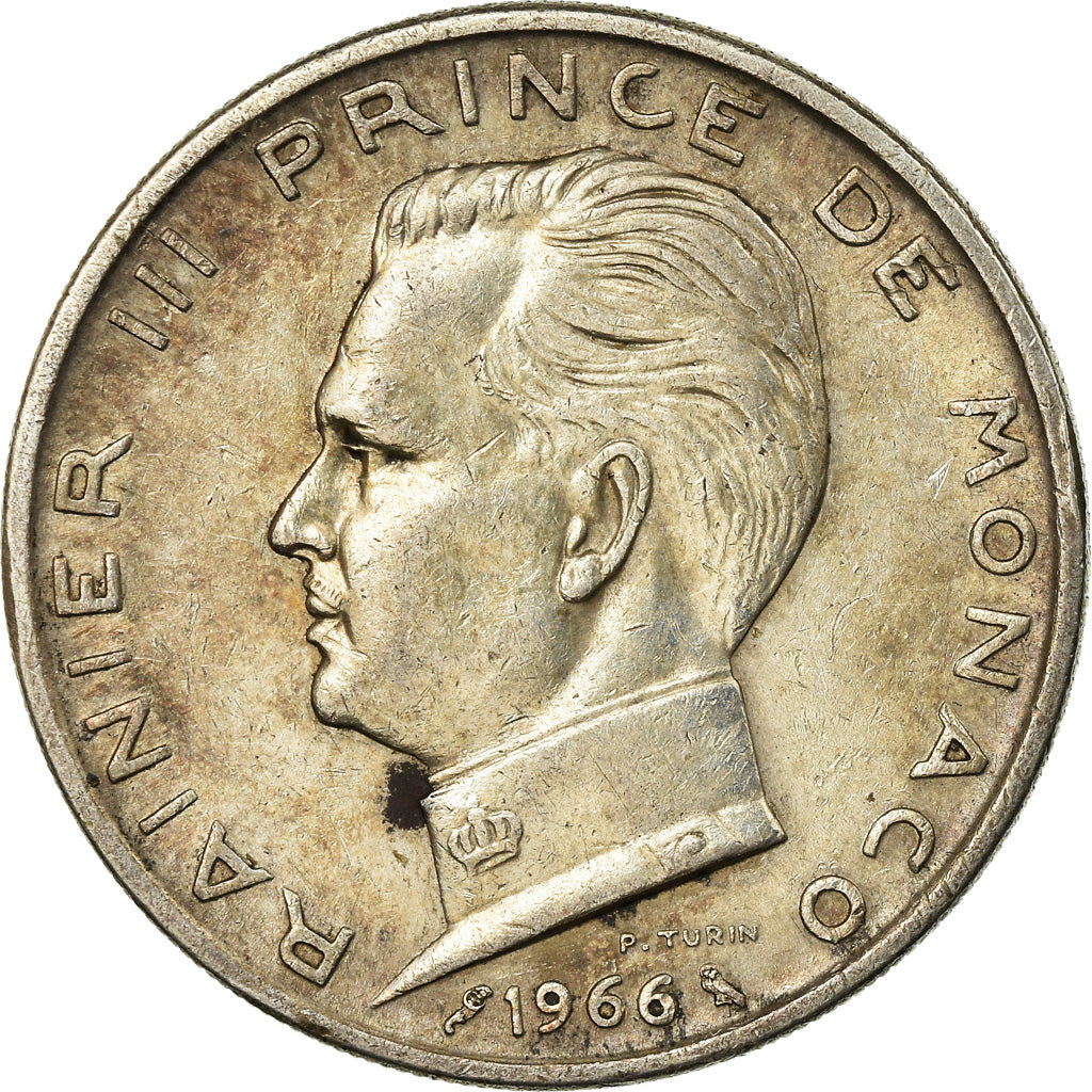 Coin, Monaco, Rainier III, 5 Francs, 1966, EF(40-45), Silver, KM:141, Gadoury:MC