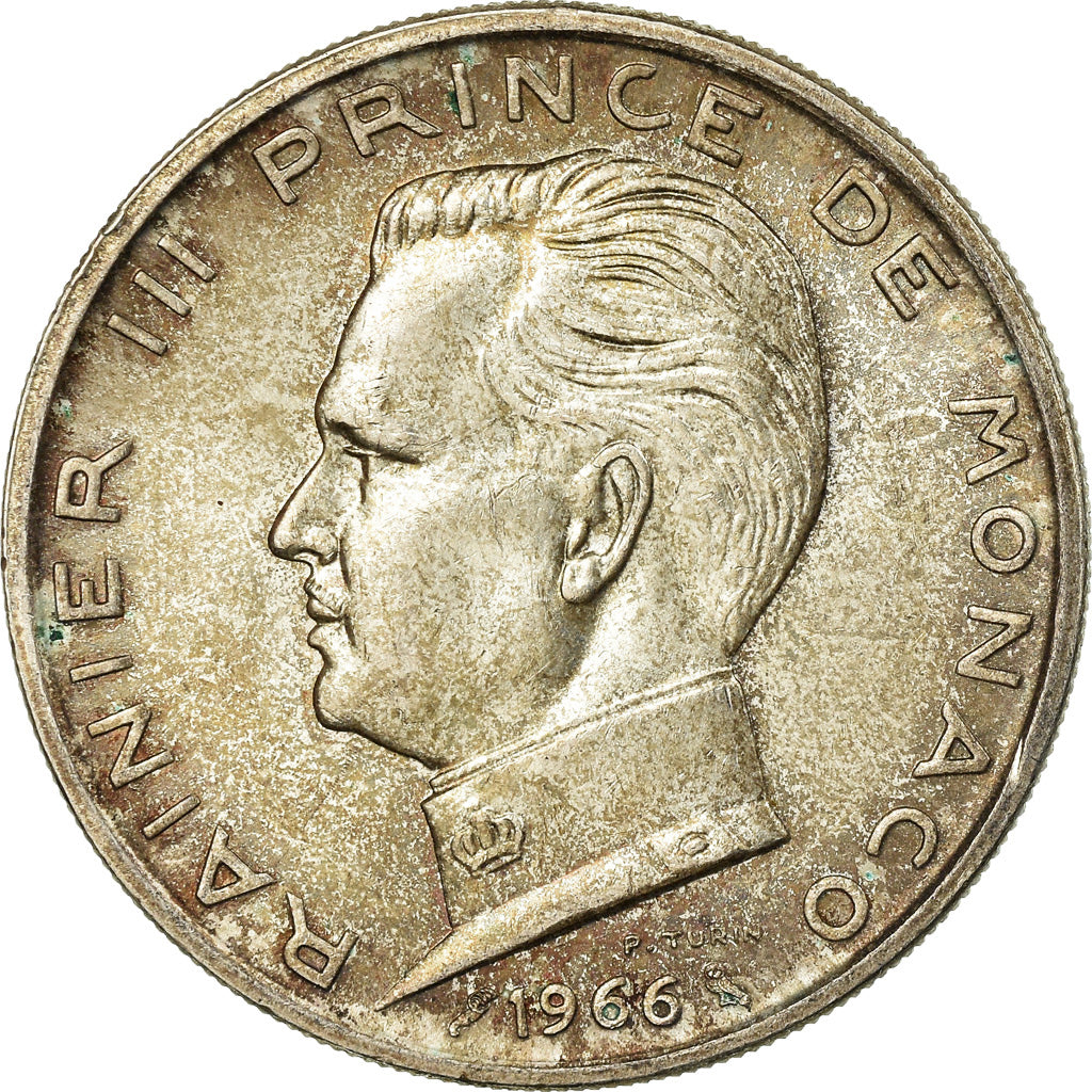Coin, Monaco, Rainier III, 5 Francs, 1966, EF(40-45), Silver, KM:141, Gadoury:MC