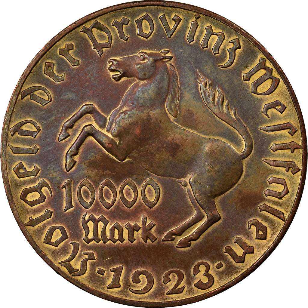 Moneta, Germania, Vom Stein, 10 000 Mark, 1923, BB, Bronzo-alluminio