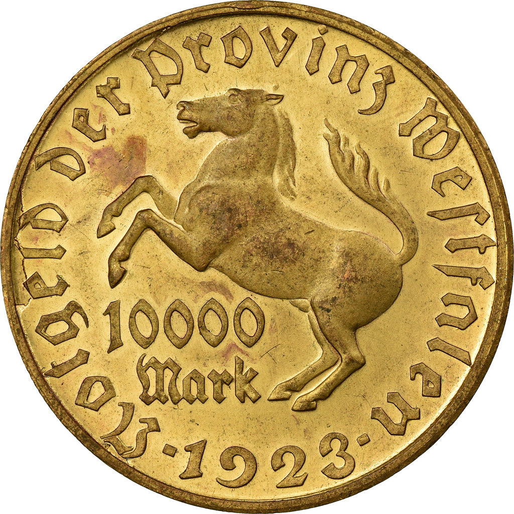 Moneta, Germania, Vom Stein, 10 000 Mark, 1923, BB, Bronzo-alluminio