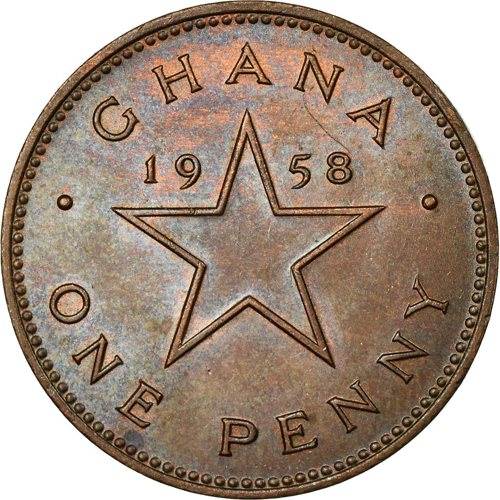 Coin, Ghana, Penny, 1958, AU(55-58), Bronze, KM:2