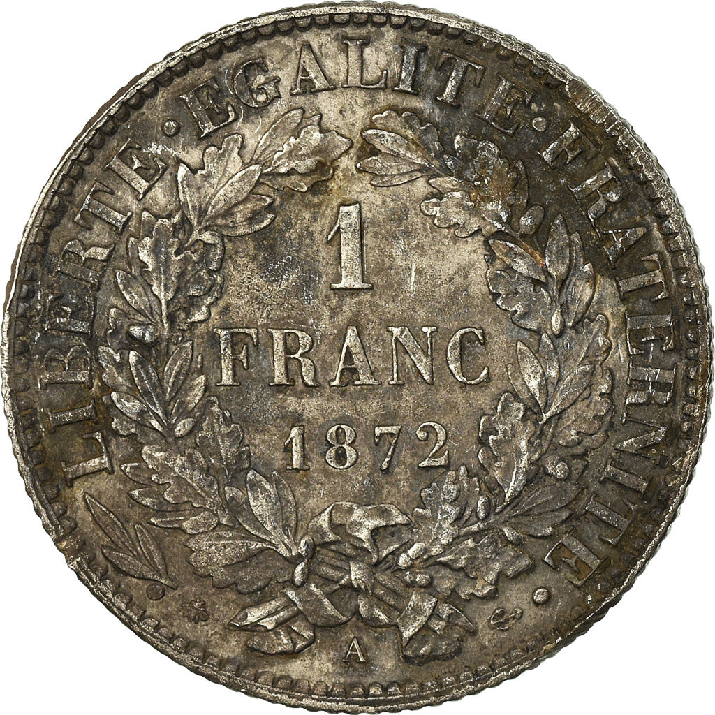 Coin, France, Cérès, Franc, 1872, Paris, EF(40-45), Silver, KM:822.1