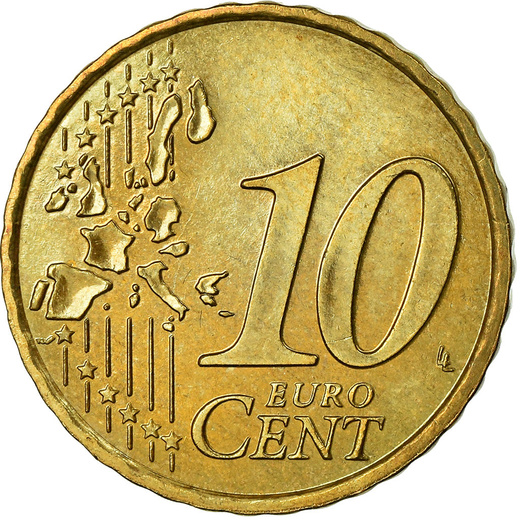 Monaco, 10 Euro Cent, 2003, AU(55-58), Brass, KM:170