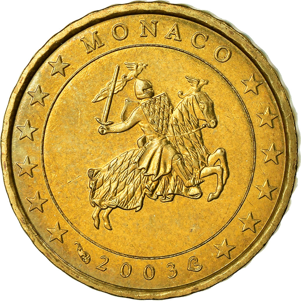 Monaco, 10 Euro Cent, 2003, AU(55-58), Brass, KM:170
