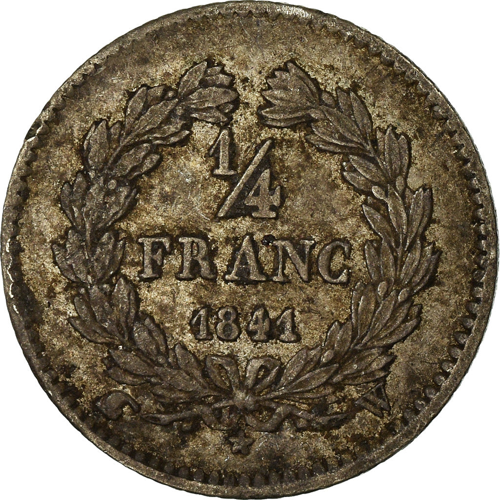 Moneda, Francia, Louis-Philippe, 1/4 Franc, 1841, Lille, MBC, Plata, KM:740.13