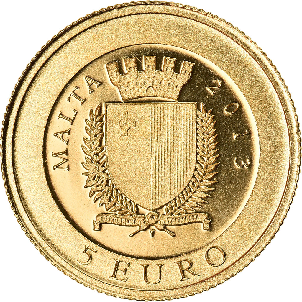 Malta, 5 Euro, 2013, UNC, Goud
