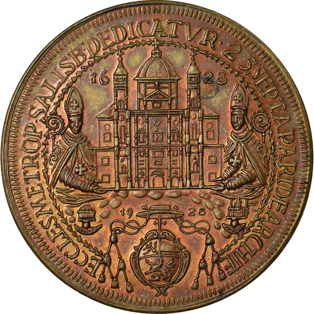 Coin, AUSTRIAN STATES, SALZBURG, 1/4 Thaler, 1928, Restrike, MS(63), Copper