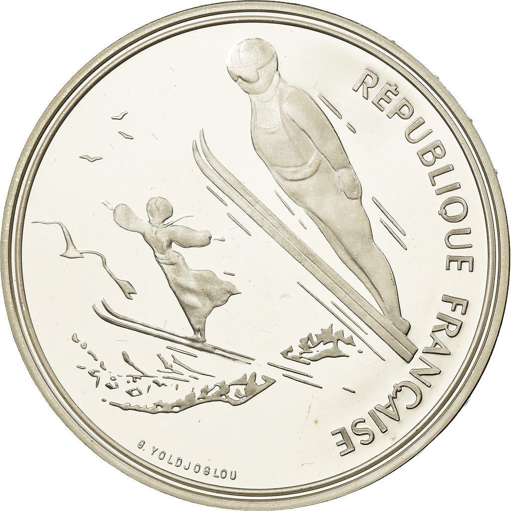 Monnaie, France, Saut à Ski, 100 Francs, 1991, Albertville 92, SPL, Argent