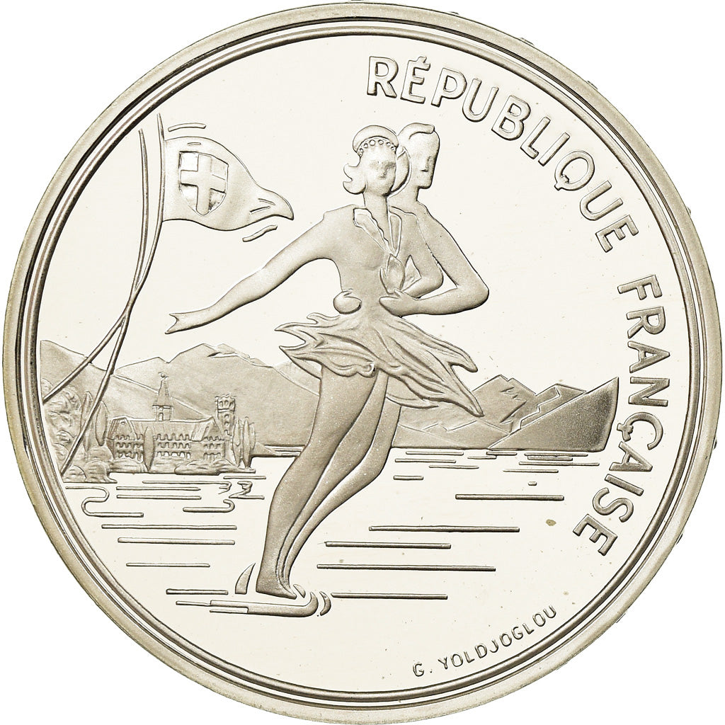 Moneda, Francia, Ice Skating Couple, 100 Francs, 1989, Albertville 92, FDC