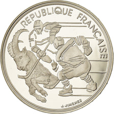 Moneda, Francia, Hockey players, 100 Francs, 1991, Albertville 92, FDC, Plata