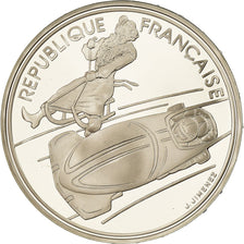 Coin, France, Bobsledding, 100 Francs, 1990, Albertville 92, MS(65-70), Silver