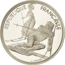 Moneda, Francia, Slalom skiers, 100 Francs, 1990, Albertville 92, FDC, Plata