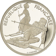 Munten, Frankrijk, Slalom skiers, 100 Francs, 1990, Albertville 92, FDC, Zilver