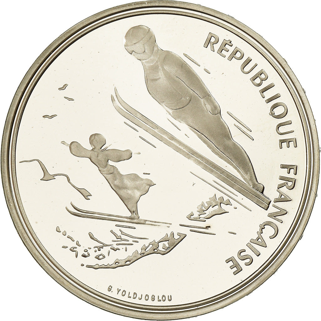 Monnaie, France, Saut à Ski, 100 Francs, 1991, Albertville 92, SPL, Argent