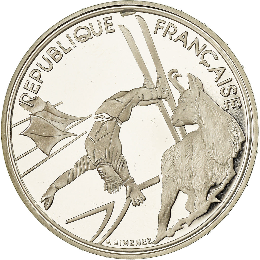 Coin, France, Free-style skier, 100 Francs, 1990, Albertville 92, MS(65-70)