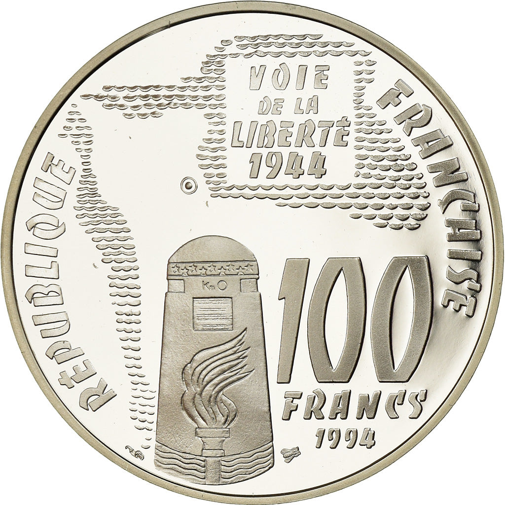 Coin, France, Sainte-Mère-Eglise, 100 Francs, 1994, BE, MS(65-70), Silver
