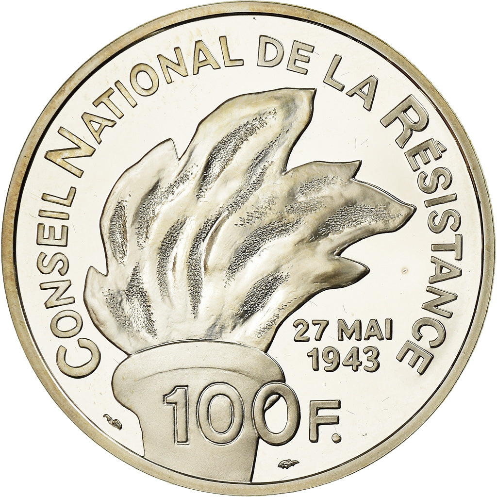 Monnaie, France, Jean Moulin, 100 Francs, 1993, BE, FDC, Argent, Gadoury:C39
