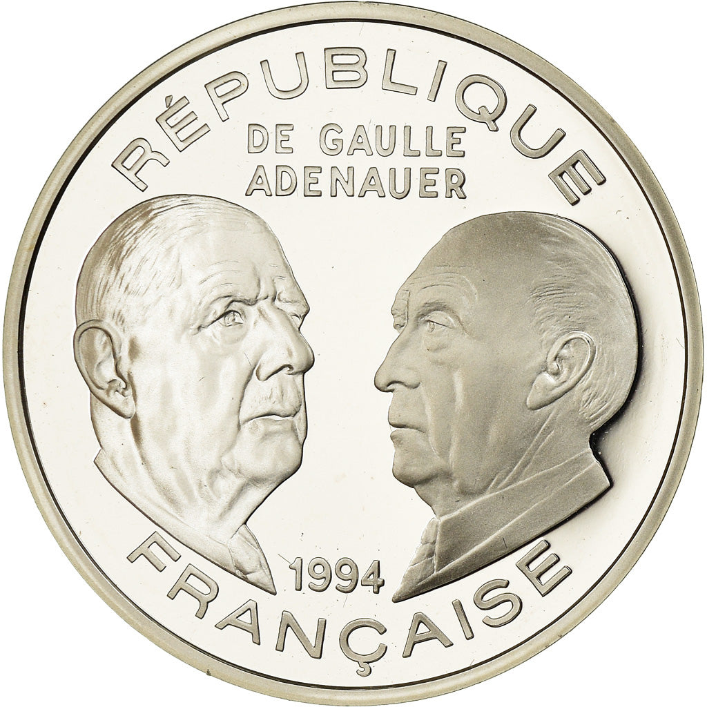 Coin, France, De Gaulle - Adenauer, 100 Francs, 1994, BE, MS(65-70), Silver