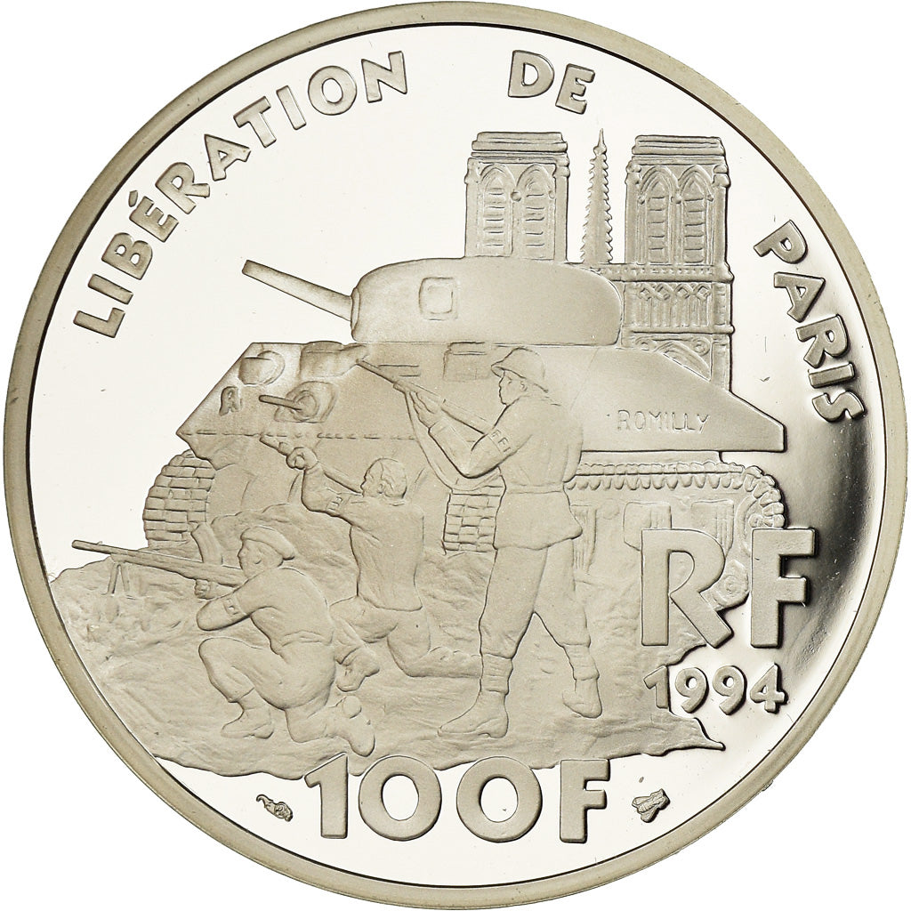 Coin, France, Libération de Paris, 100 Francs, 1994, BE, MS(65-70), Silver