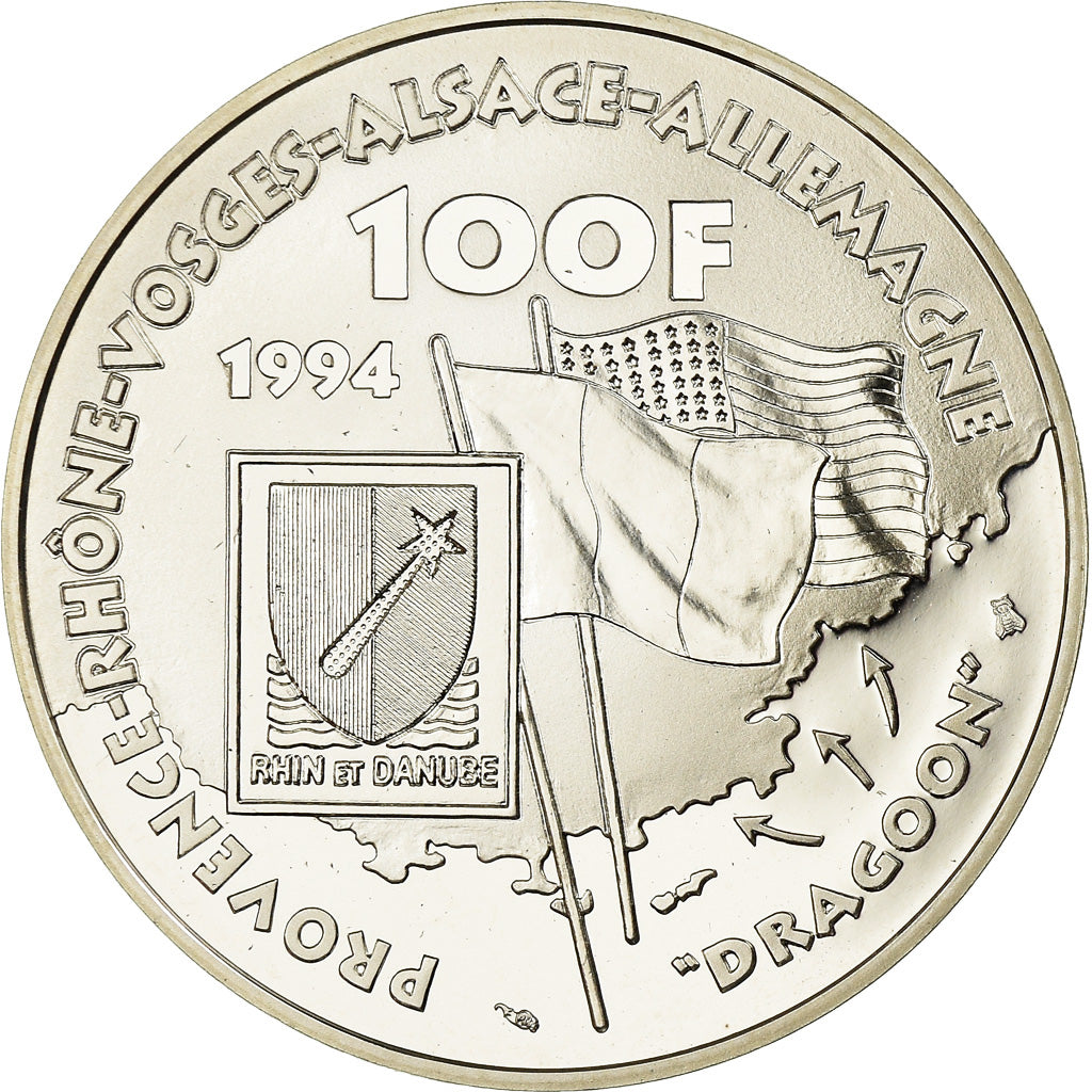 Monnaie, France, Lattre de Tassigny, 100 Francs, 1994, Paris, BE, FDC, Argent