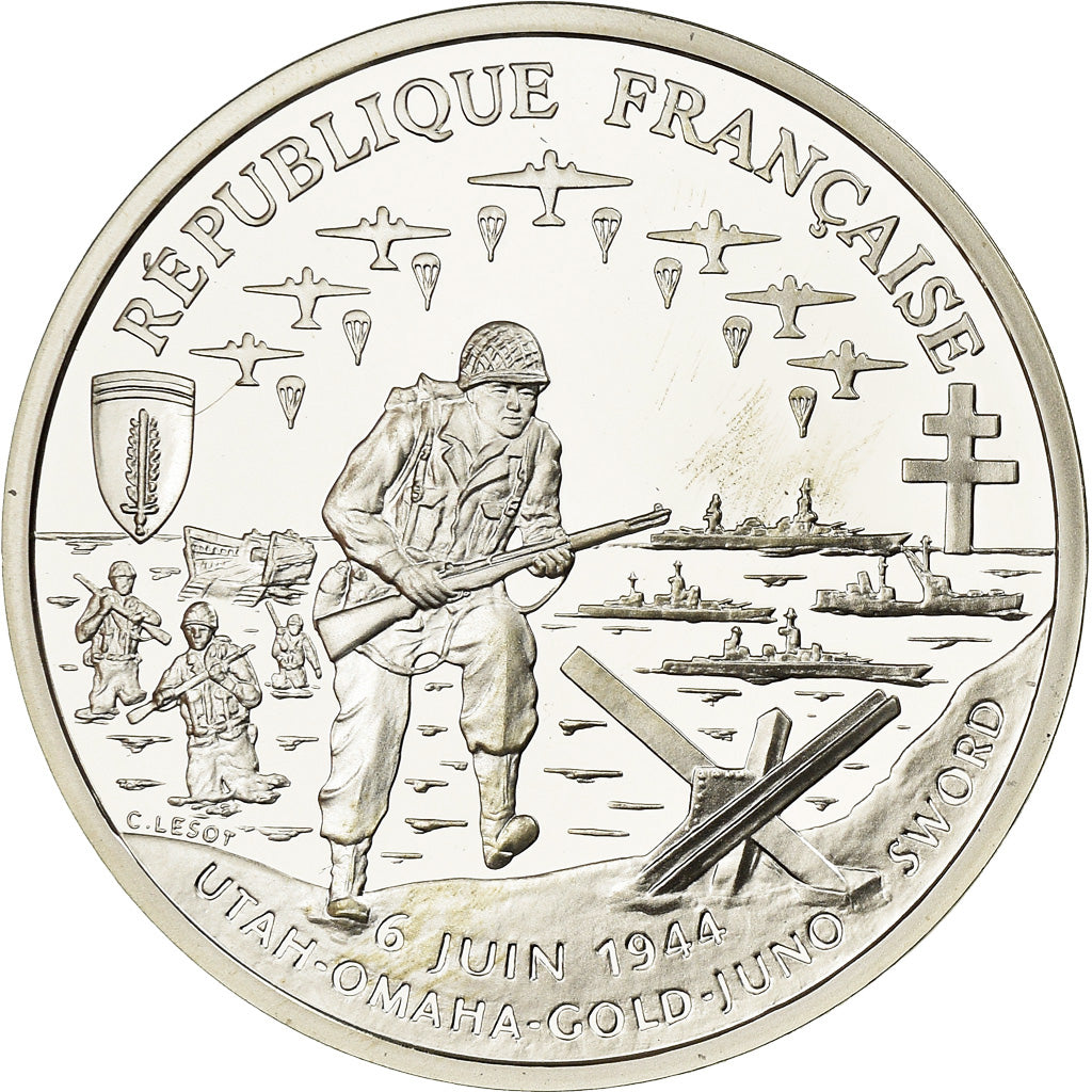 Monnaie, France, Débarquement, Franc, 1993, Paris, BE, FDC, Argent