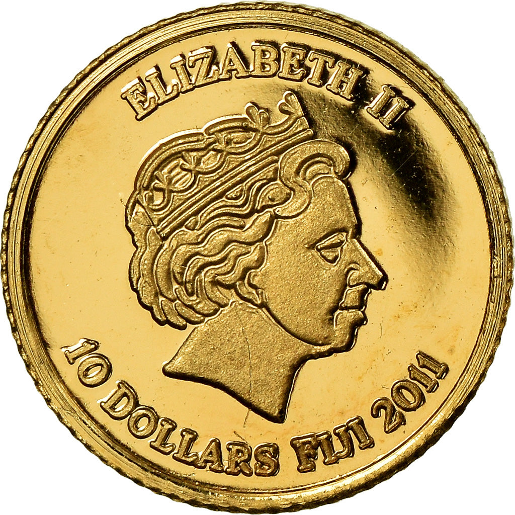 Coin, Fiji, Elizabeth II, 10 Dollars, 2011, MS(65-70), Gold, KM:303