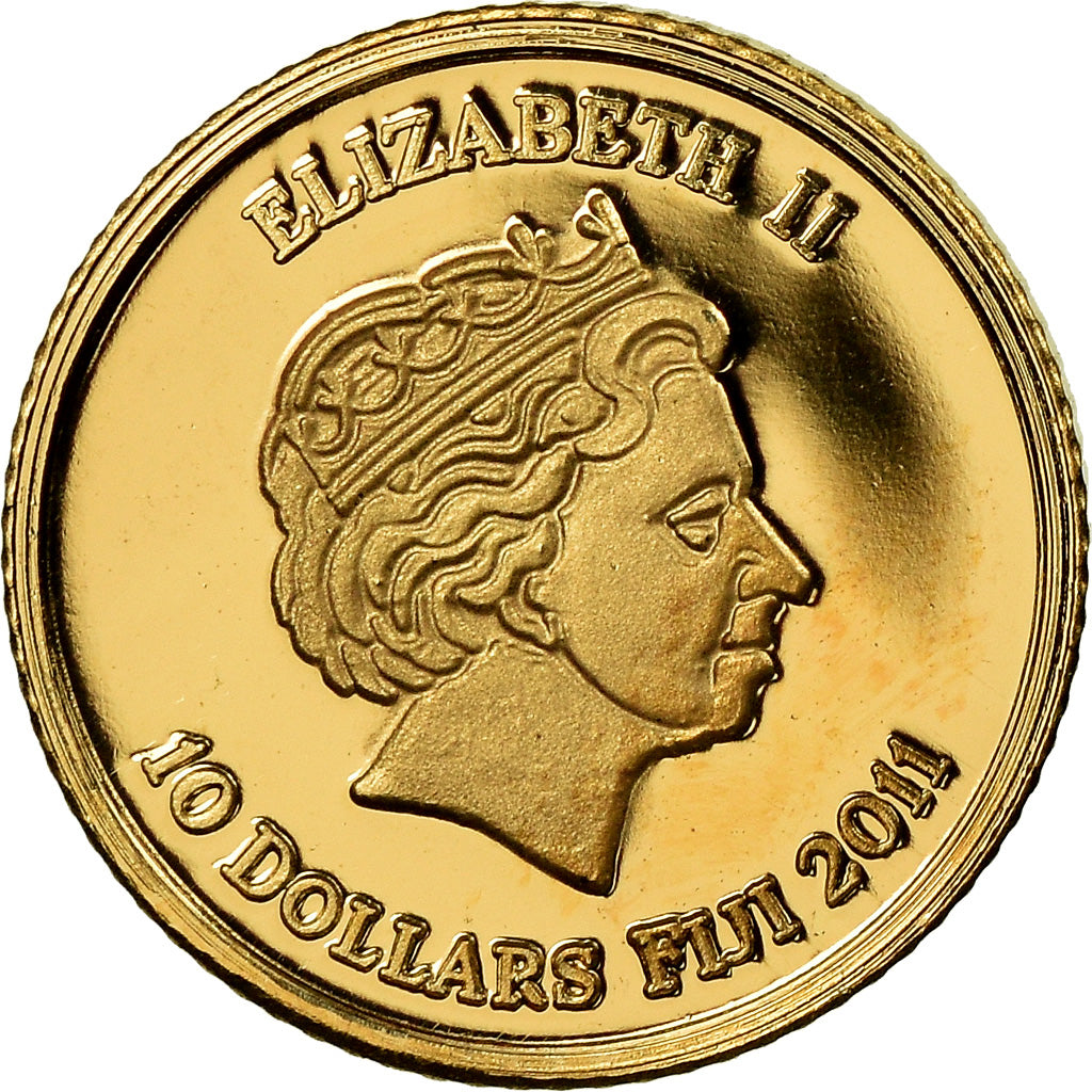 Coin, Fiji, Elizabeth II, 10 Dollars, 2011, MS(65-70), Gold, KM:299