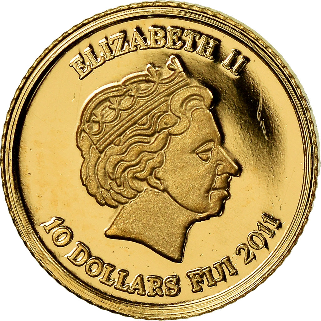 Coin, Fiji, Elizabeth II, 10 Dollars, 2011, MS(65-70), Gold, KM:302