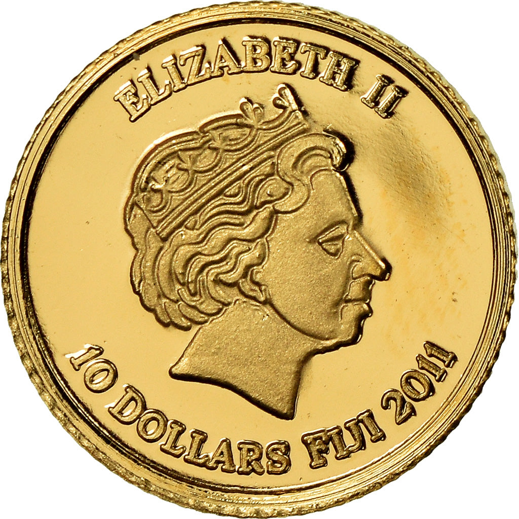 Coin, Fiji, Elizabeth II, 10 Dollars, 2011, MS(65-70), Gold, KM:301