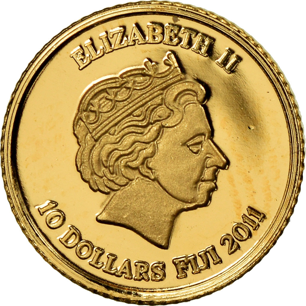 Coin, Fiji, Elizabeth II, 10 Dollars, 2011, MS(65-70), Gold, KM:300