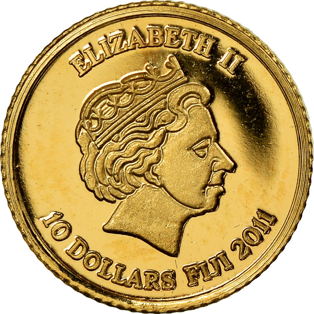 Coin, Fiji, Elizabeth II, 10 Dollars, 2011, MS(65-70), Gold, KM:304