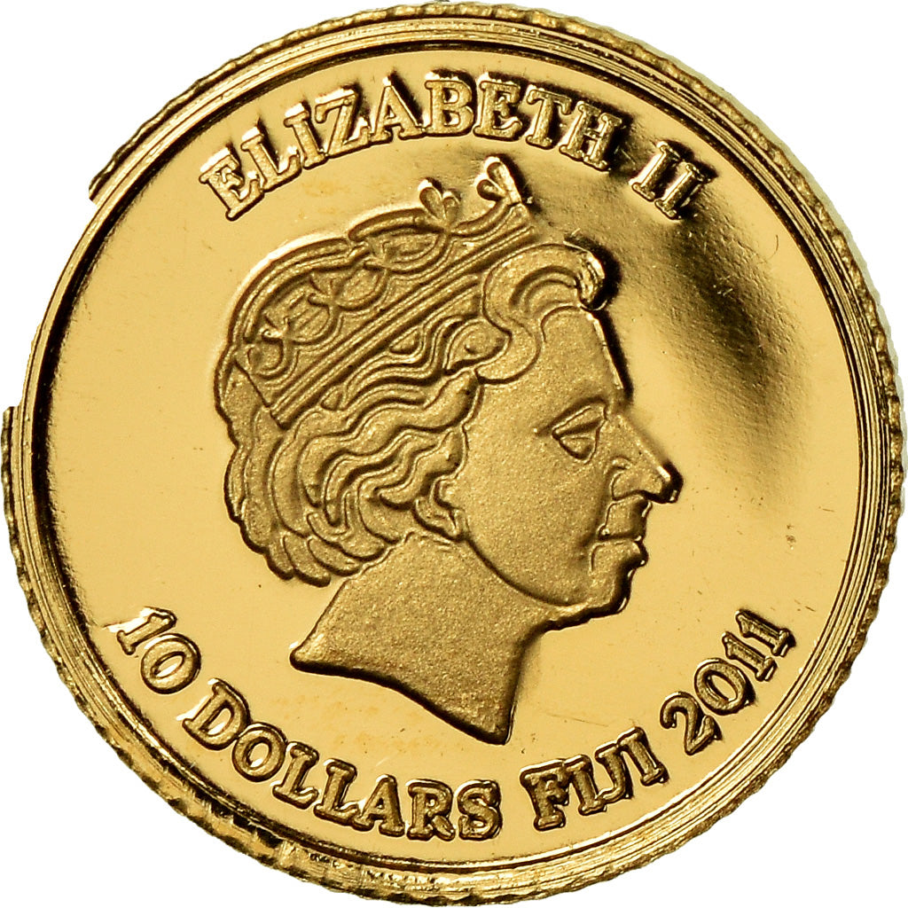 Coin, Fiji, Elizabeth II, 10 Dollars, 2011, MS(65-70), Gold, KM:298