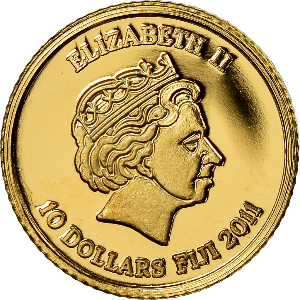 Coin, Fiji, Elizabeth II, Volcan Etna - Italie, 10 Dollars, 2011, MS(65-70)