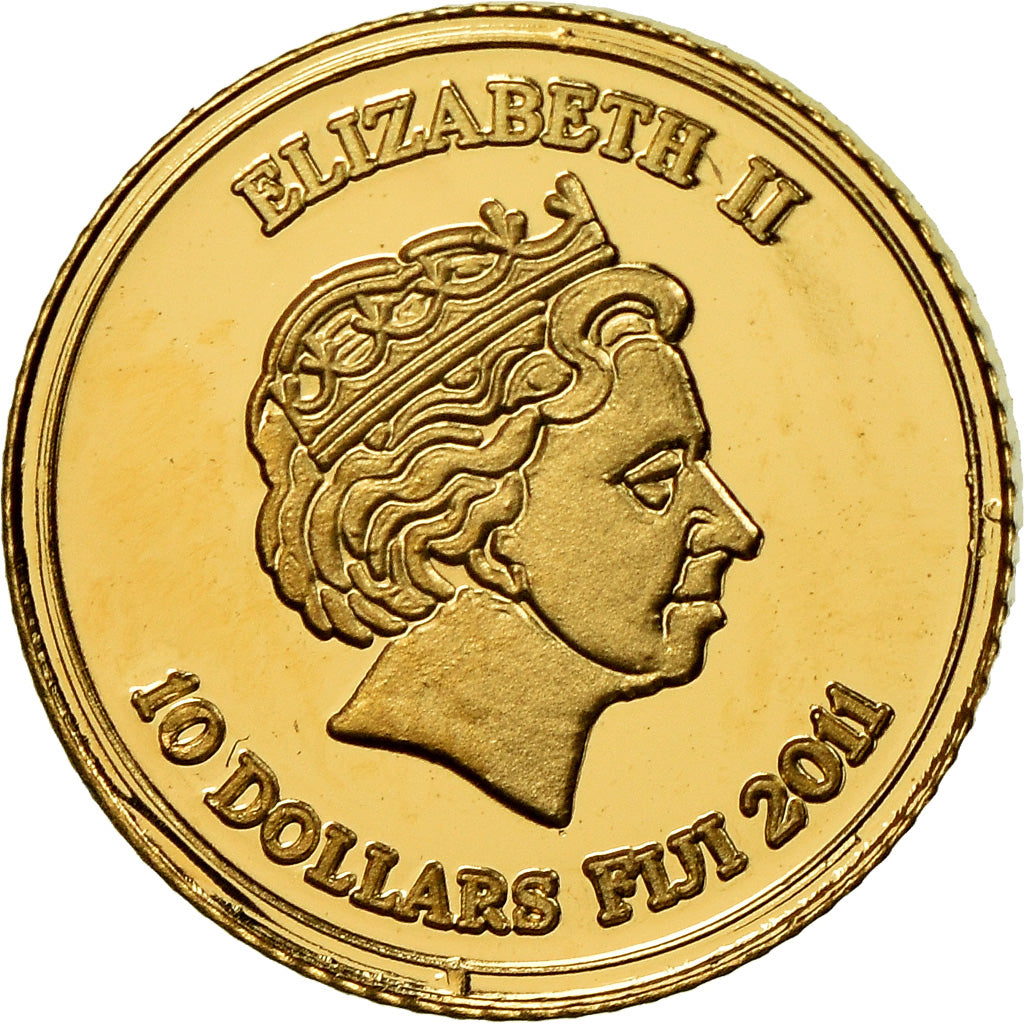 Coin, Fiji, Elizabeth II, Strokkur Geyser - Islande, 10 Dollars, 2011