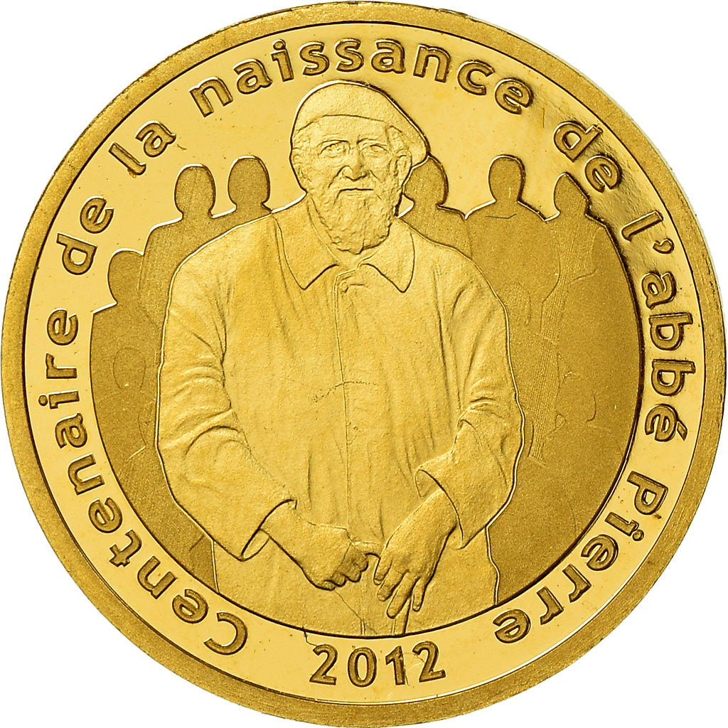 France, Monnaie de Paris, 5 Euro, Abbé Pierre, 2012, FDC, Or, KM:1896