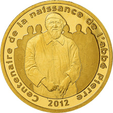 France, Monnaie de Paris, 5 Euro, Abbé Pierre, 2012, FDC, Or, KM:1896