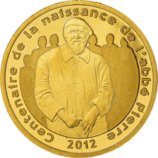 Francia, Monnaie de Paris, 5 Euro, Abbé Pierre, 2012, FDC, Oro, KM:1896