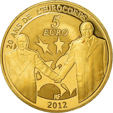 França, 5 Euro, Europa, 2012, Proof, MS(65-70), Dourado, Gadoury:EU530, KM:1851