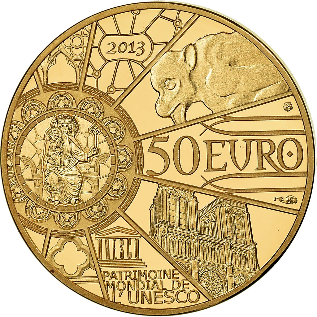 France, Monnaie de Paris, 50 Euro, Unesco - Notre-Dame, 2013, MS(65-70), Gold