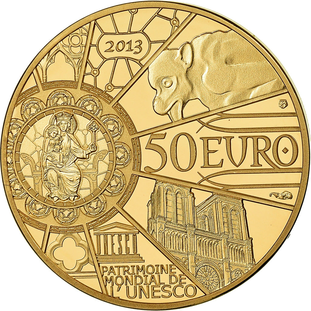Frankrijk, Parijse munten, 50 Euro, Unesco - Notre-Dame, 2013, FDC, Goud